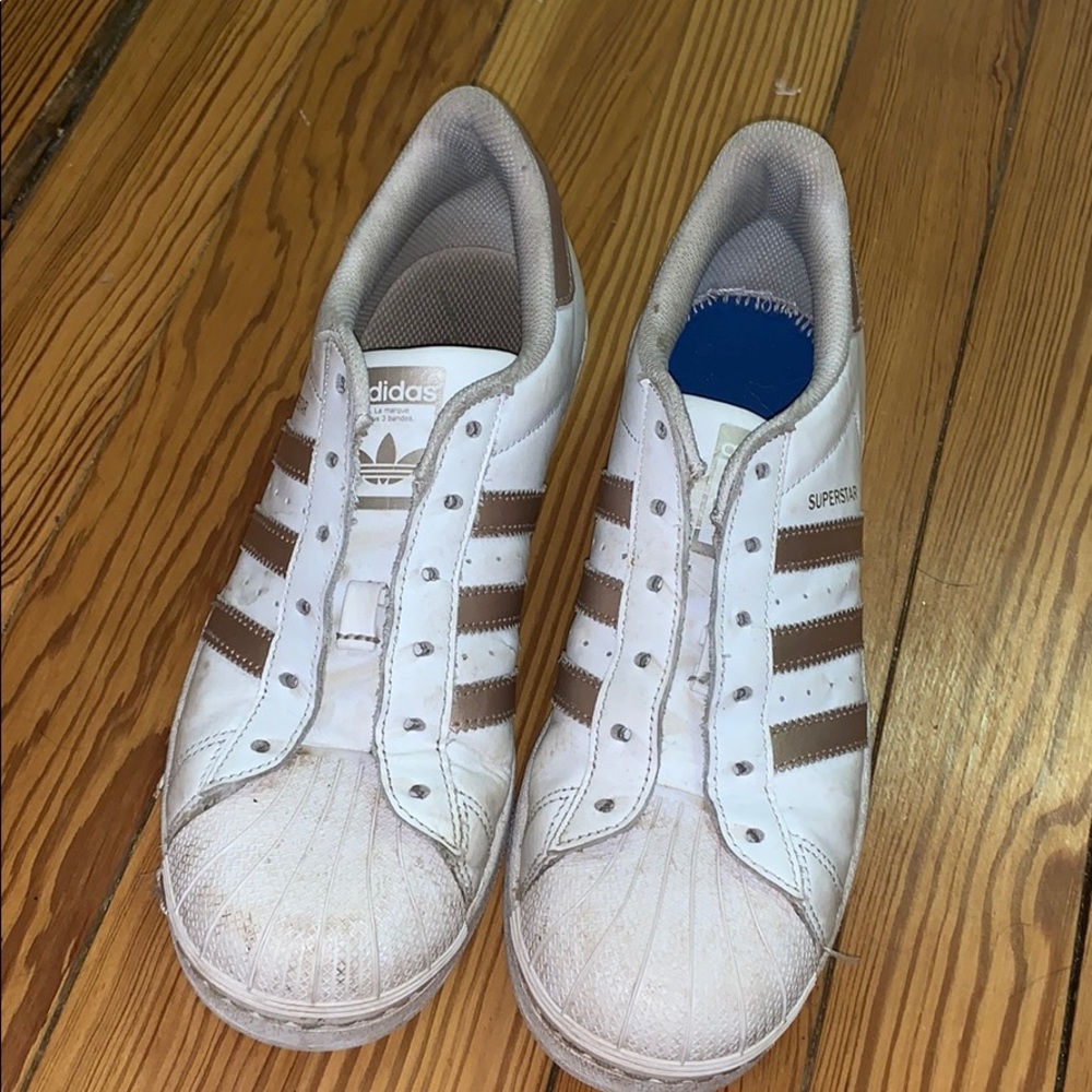 Adidas rose gold superstar sneaker shoes